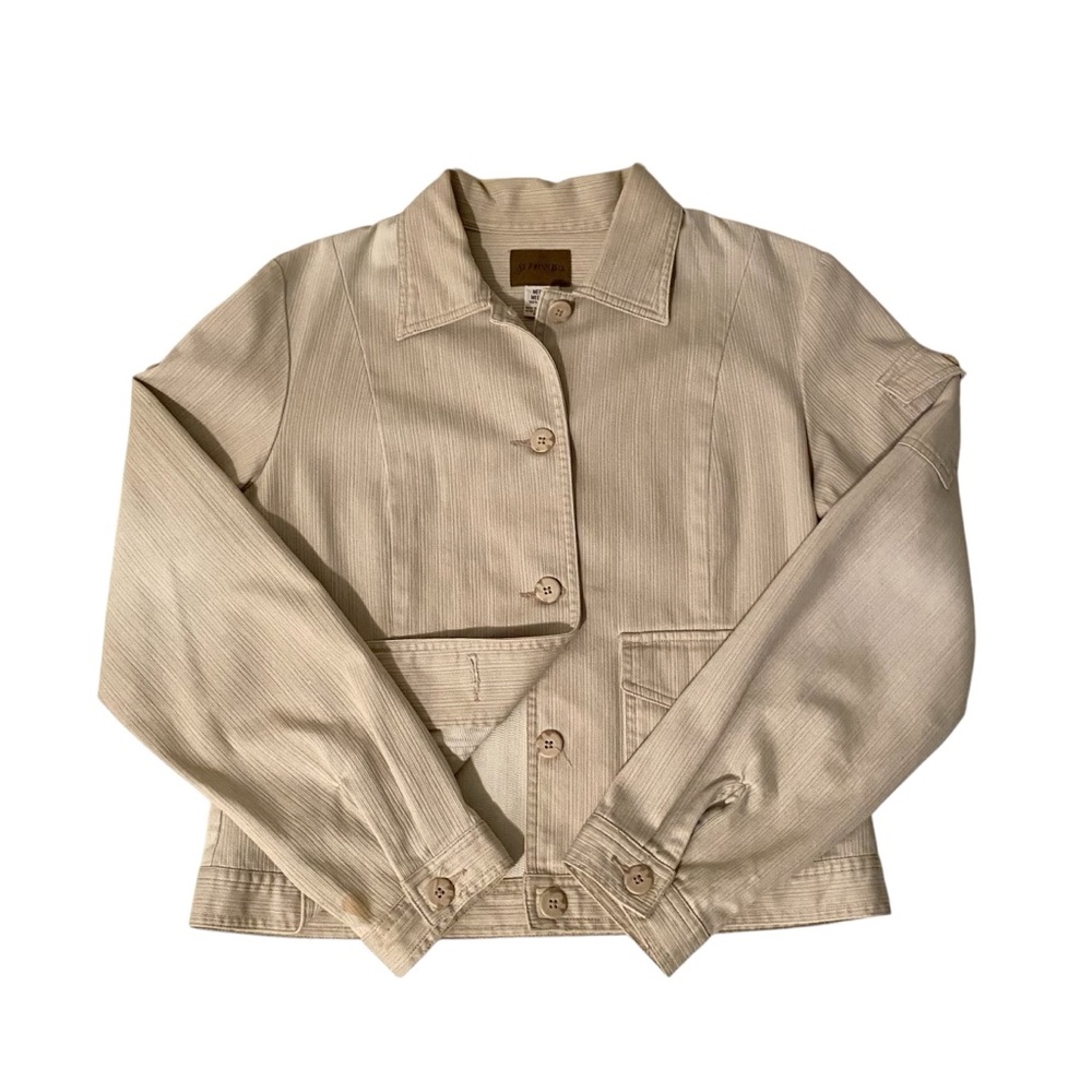 Beige 90’s style Casual Corduroy Jacket
